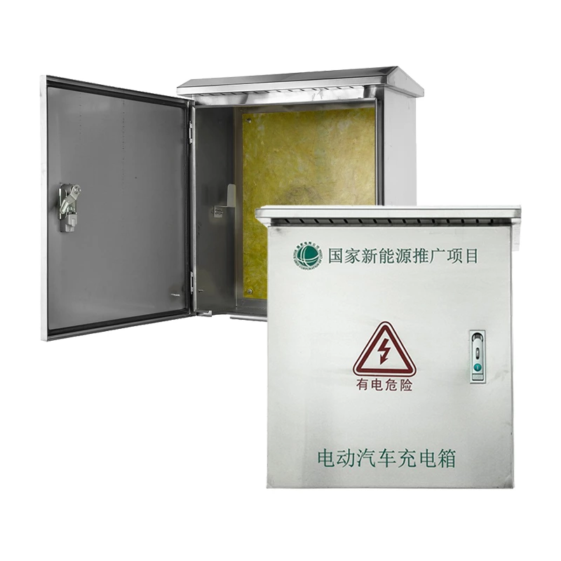 Caja protectora de acero inoxidable para cargador de vehículos eléctricos con cerradura