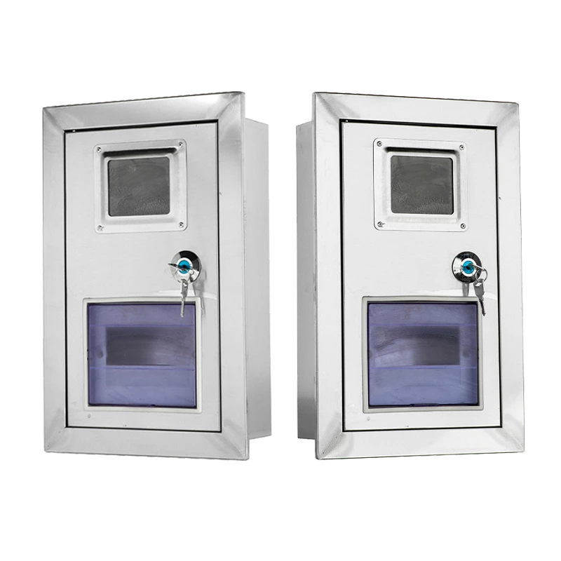 Caja de contador mural de acero inoxidable con ventana